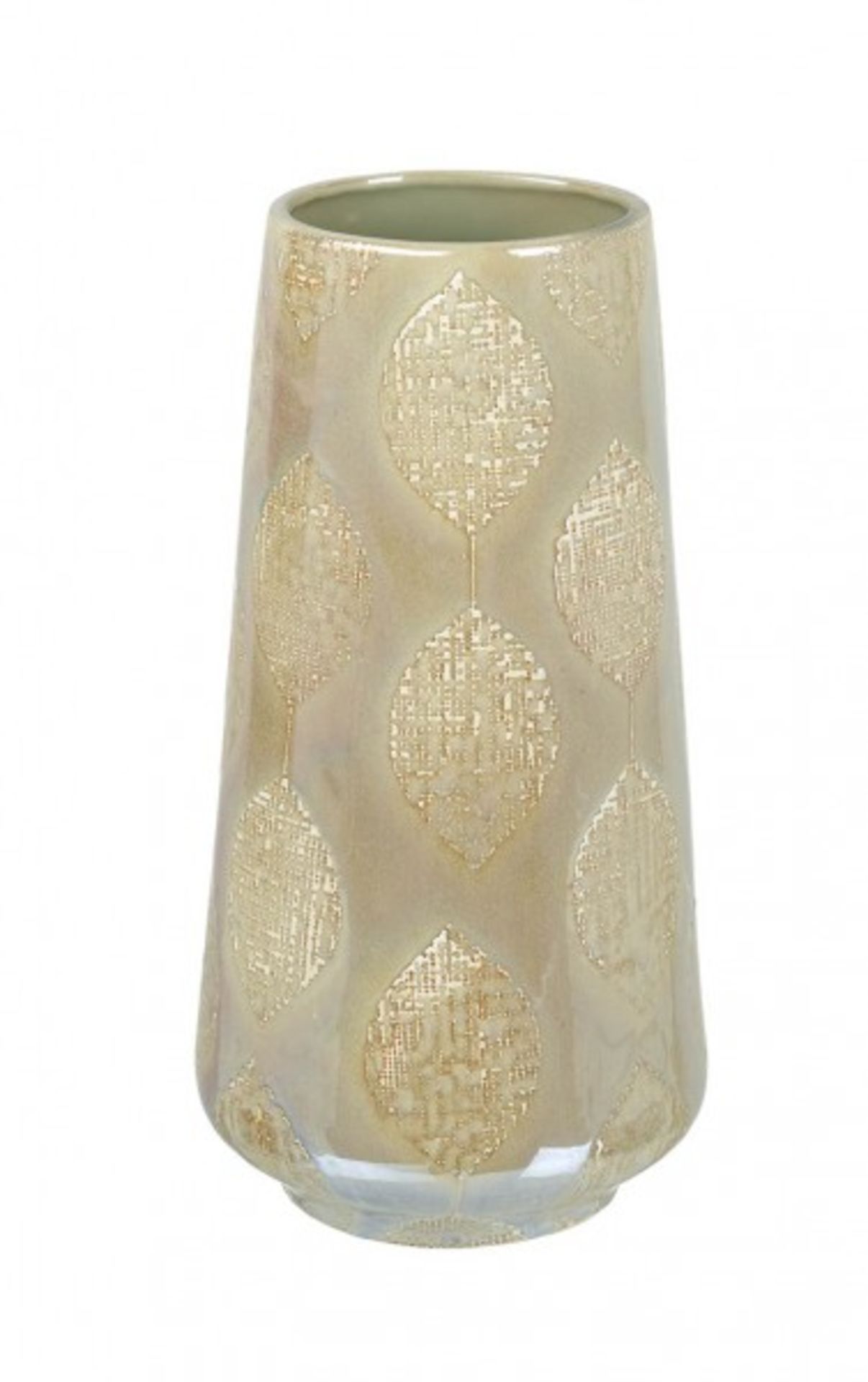 Leafy Ceramic Vase Cream Lustre 310x160mm (5011745890776)