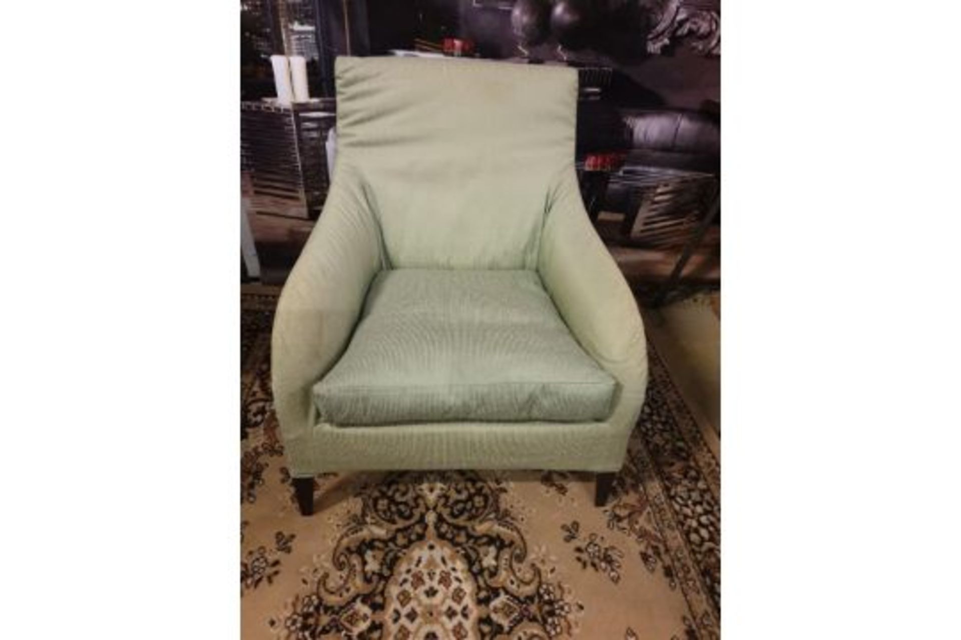 **Clearance** A Pair of Green upholstered designer inspired armchair a super comfortable modern