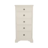 Laura Ashley Gabrielle White 5 Drawer Tall Chest Boasting Classic French Design With A Hand