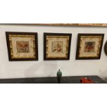 A set of 3 x framed floral prints wood framed signed P Murray 41 x 41cm