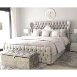 Majestic King Size Sleigh Bed Naples Silver This a stunning addition to the bedroom, this eloquent