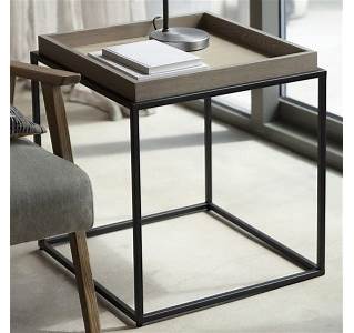 Forden Tray Side Table Natural The Simple Angular Black Metal Frame Allows A Clear View Of The Floor