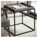 Forden Tray Side Table Natural The Simple Angular Black Metal Frame Allows A Clear View Of The Floor