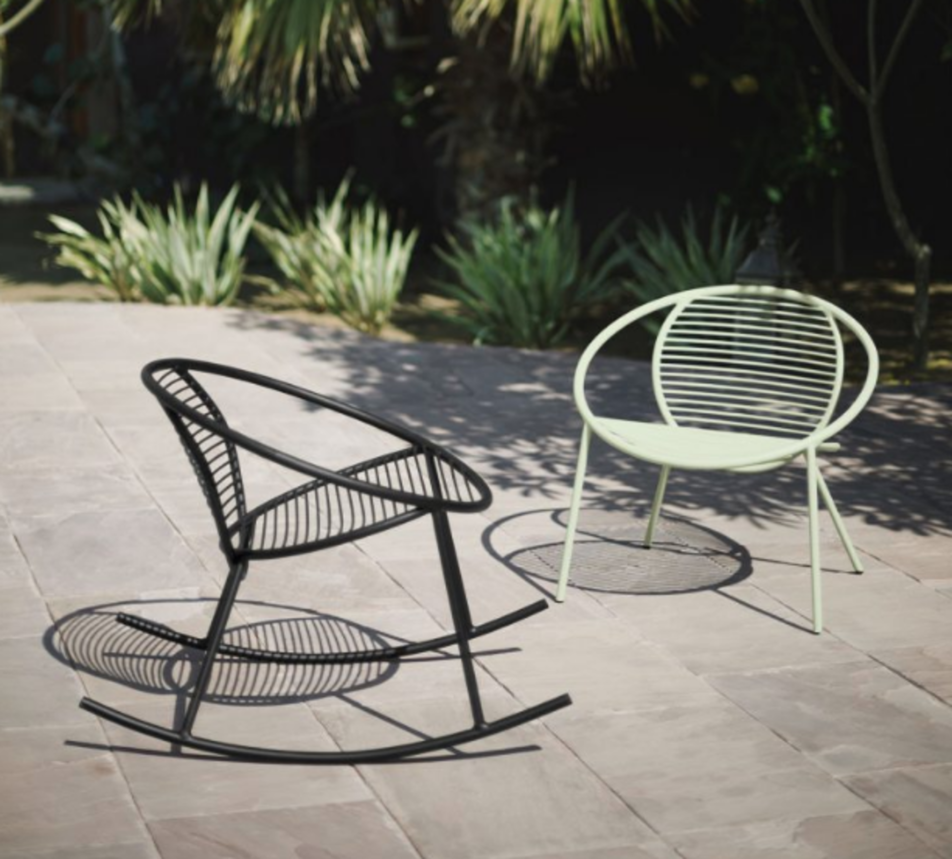 Finsbury Garden Rocking Chair Pastel Matt Black Steel By Swoon Editions (brand new boxed) (brand new