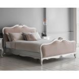 Hudson Chic 6' Superking Linen Upholstered Bed Silver Handcrafted With Exquisite Attention To Detail