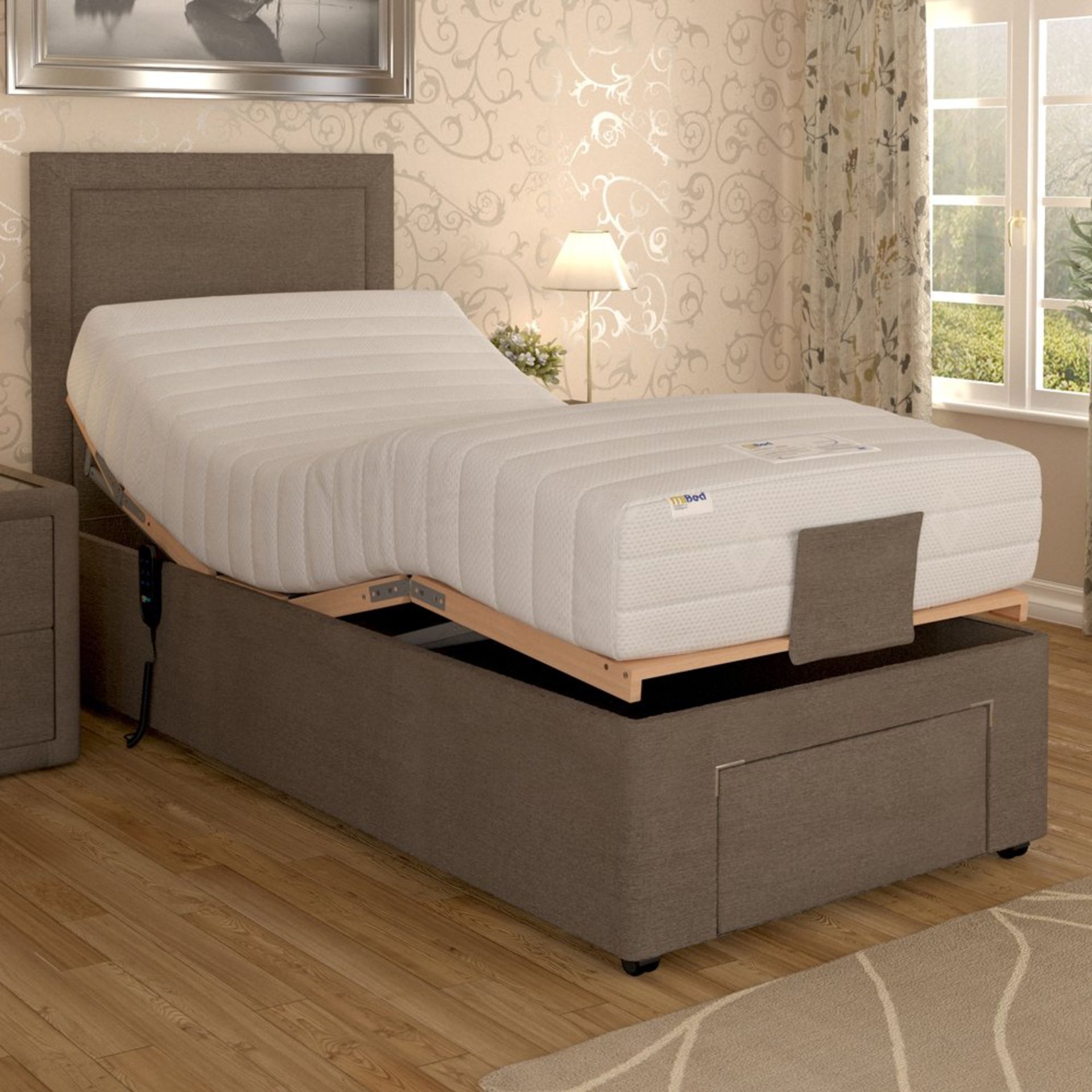 Gallery Adjusta 1+1 Drawer Divan 75x200cm Deep Base LH Pocket Matt Modena Nickel Find comfort and