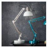 Watson Table Lamp Brushed Nickel and White Stylish table lamp with an industrial style in a nickel