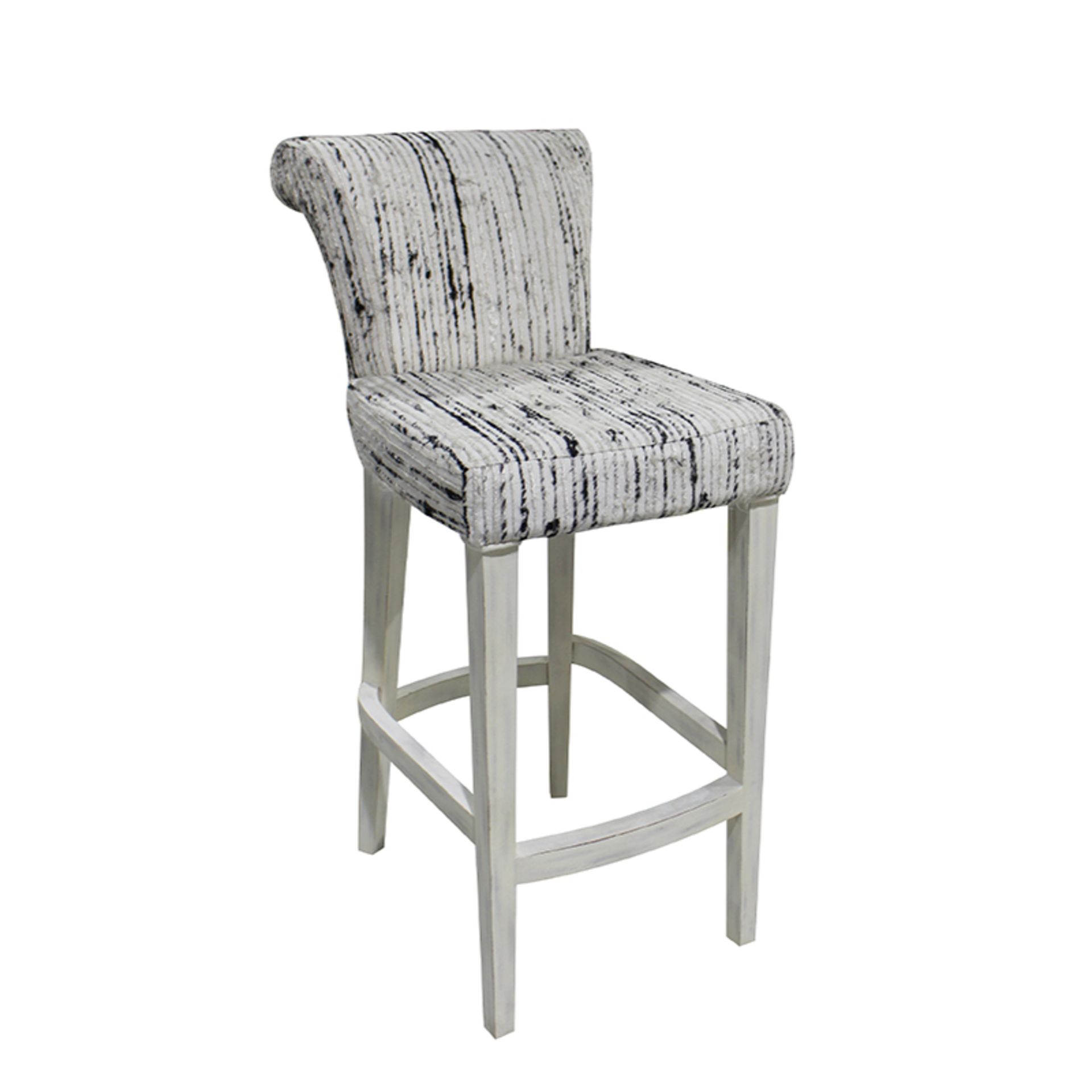 Addiction Bar stool Upholstered in Eco viscose white White legs with distressed corners Size: 54.5 x