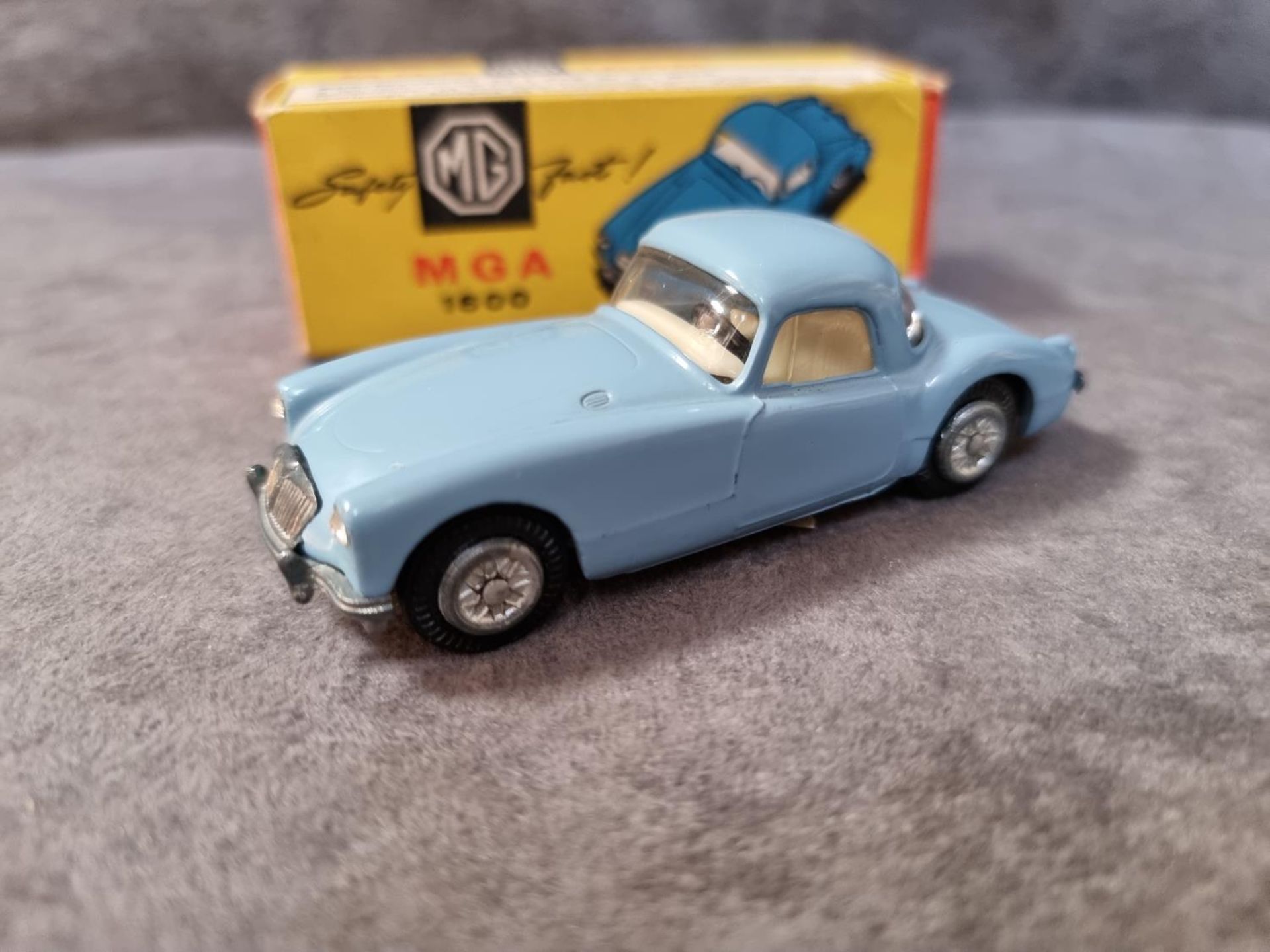 Tekno Diecast #824 MGA 1600 In Blue With A White Interior Mint Model With Firm Excellent Box Made In - Image 2 of 2