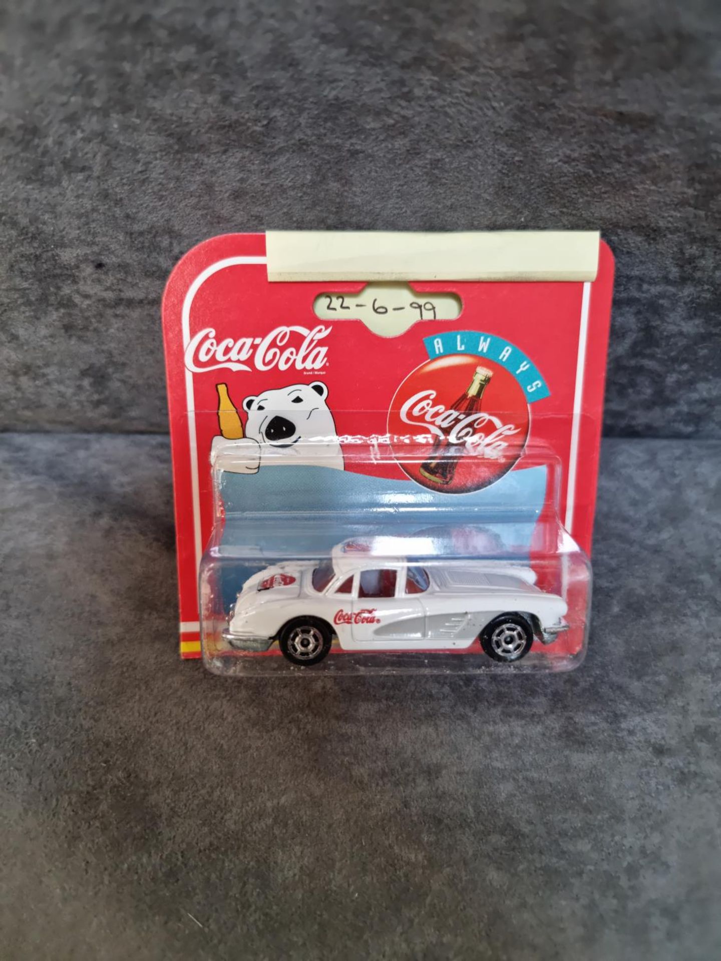 Majorette Diecast #200 Coca Cola White 58 Chevy Corvette Radio Grill On Original Card
