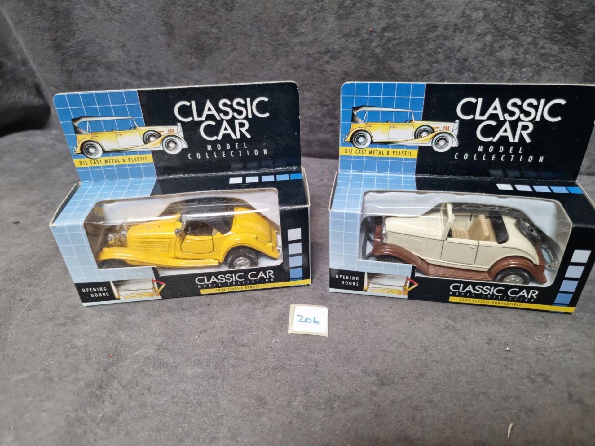 2 x Classic Car Model Collection Diecast Models #8871h 1936 Classic Sports And #8875C 1930 Classic