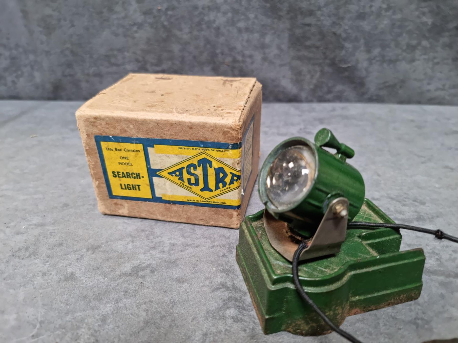 Astra Pharos Search Light Rare Early Model Square Base Battery Operated Metal Searchlight Astra