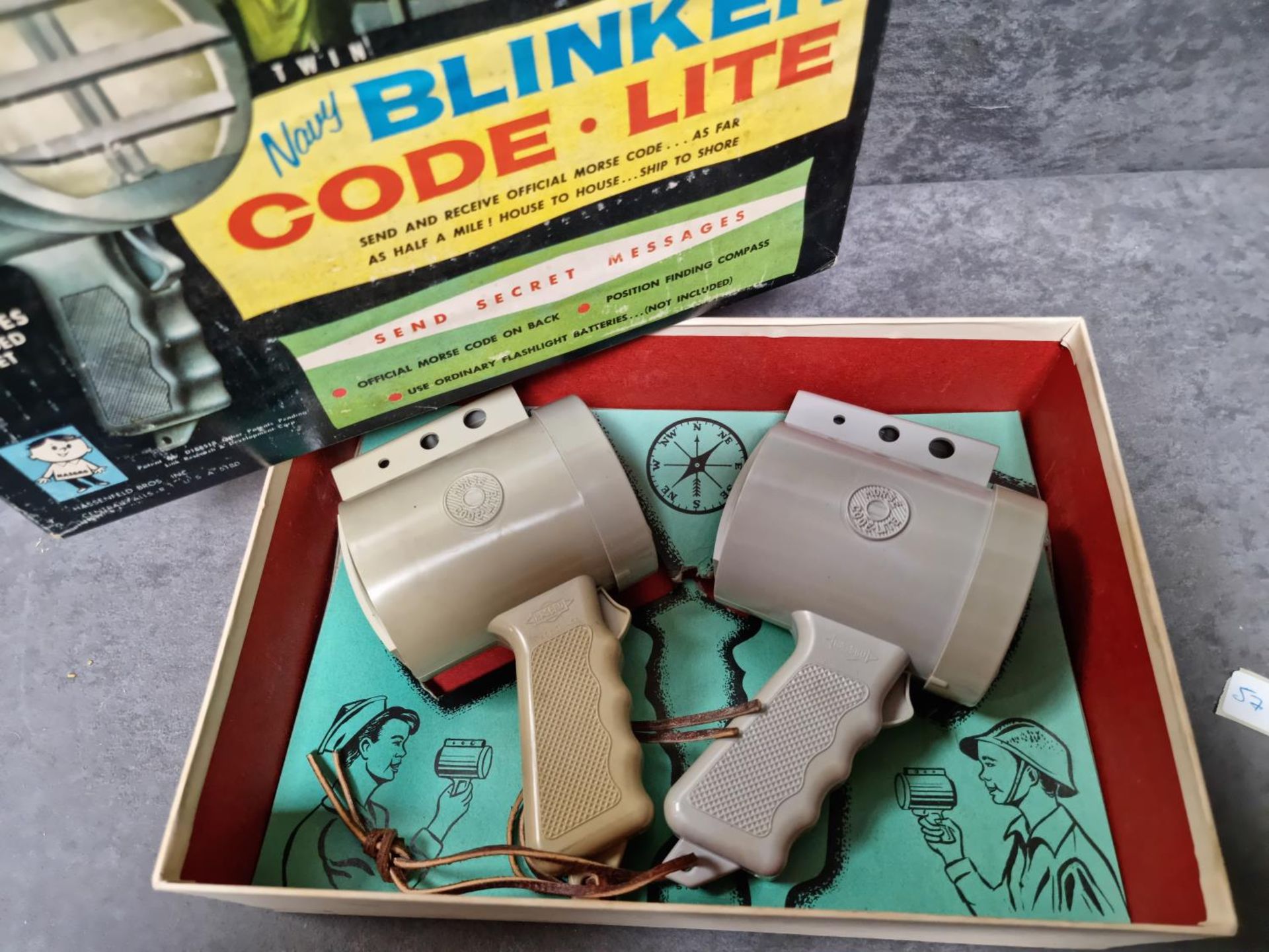 Hassenfeld Bros Inc 1960's Twin Navy Blinker Code-Lite This Set Of Morse Code Navy Code Blinker