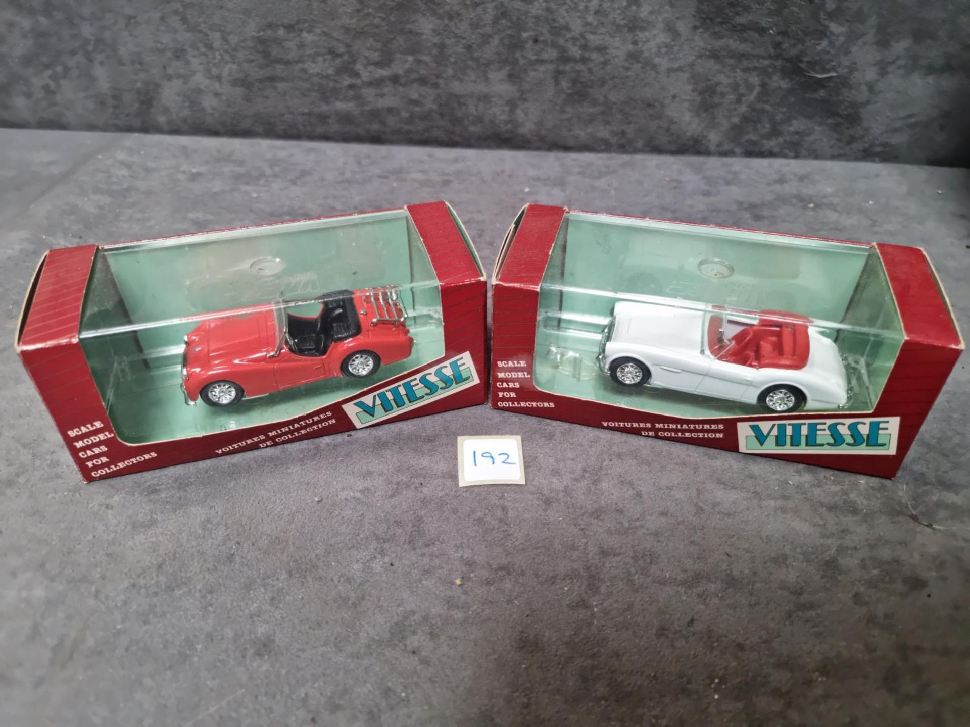 2 x Vitesse Models #171 Austin Healey 3000 MKIII Open Cabriolet # 240 Triumph TR3A 1959 Open