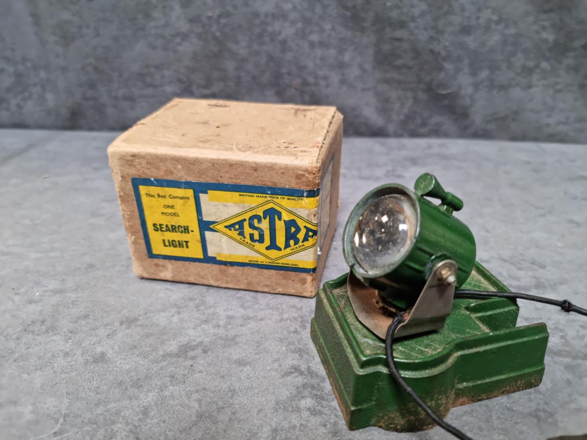 Astra Pharos Search Light Rare Early Model Square Base Battery Operated Metal Searchlight Astra - Image 2 of 2