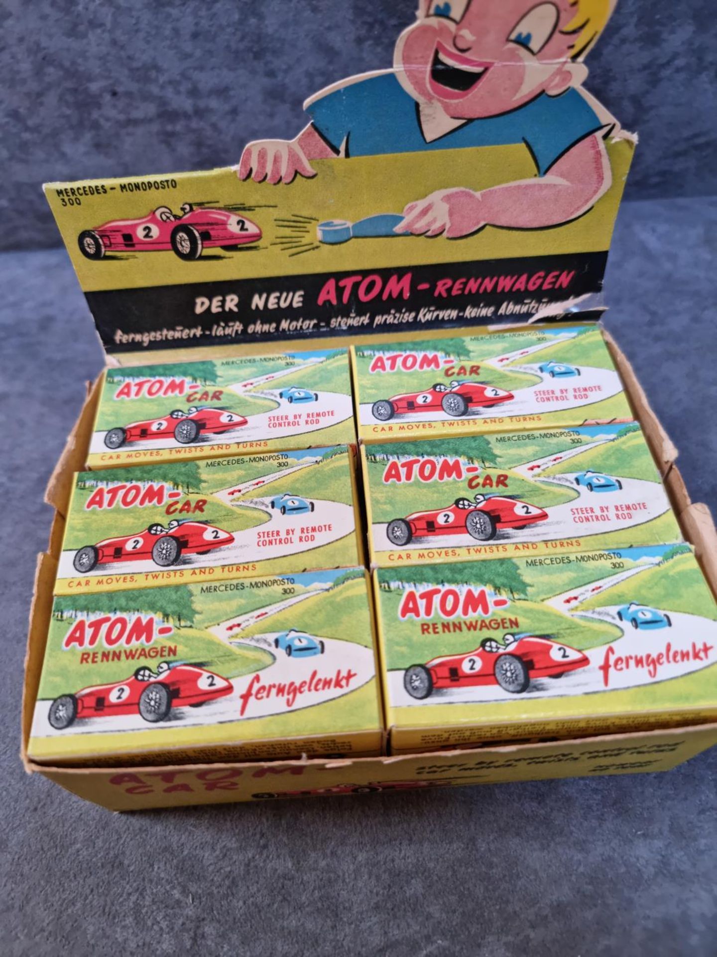 Shop Stock Display Box Of 12 Individually Boxed Atom-Cars #151 Mercedes Monoposto 300 Car Moves