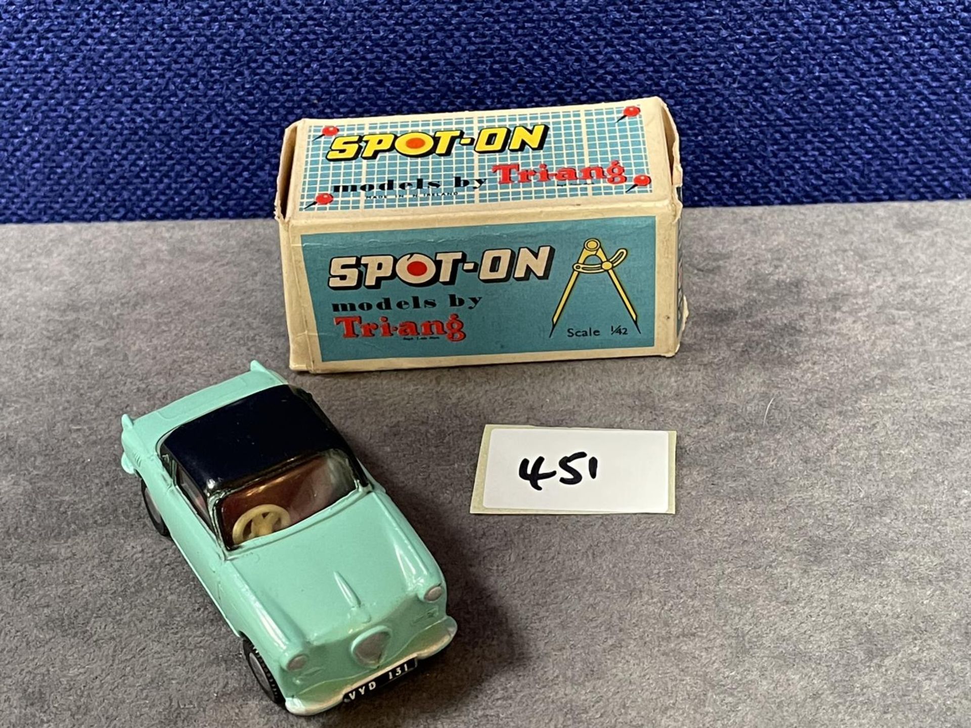 Spot-On #119 Meadows Frisky Sport Various - 1/42 Scale Aqua With Black Roof Mint Model In An