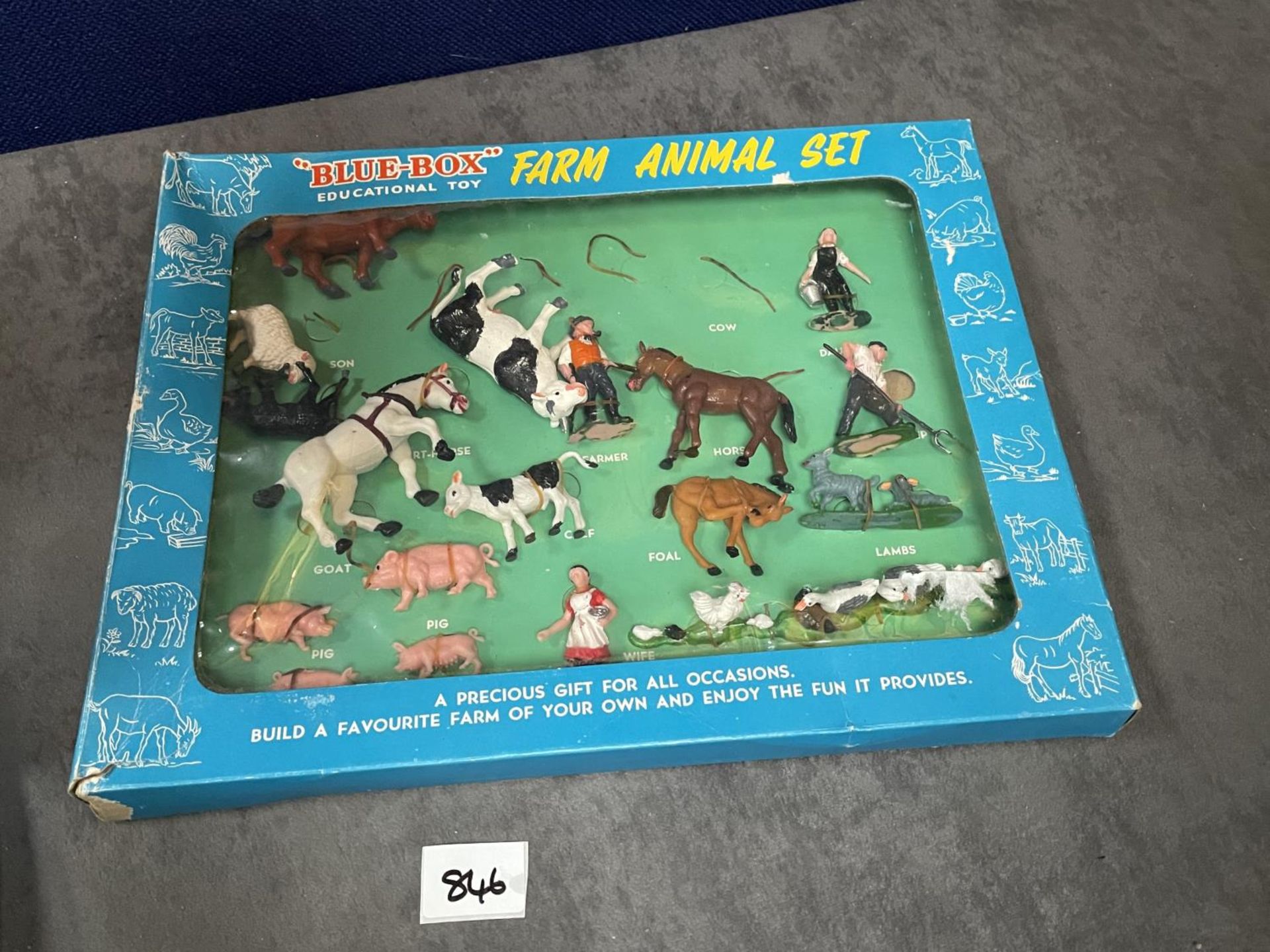 Blue-Box Product #77226 Farm Animal Set In Original Box Made In Hong Kong