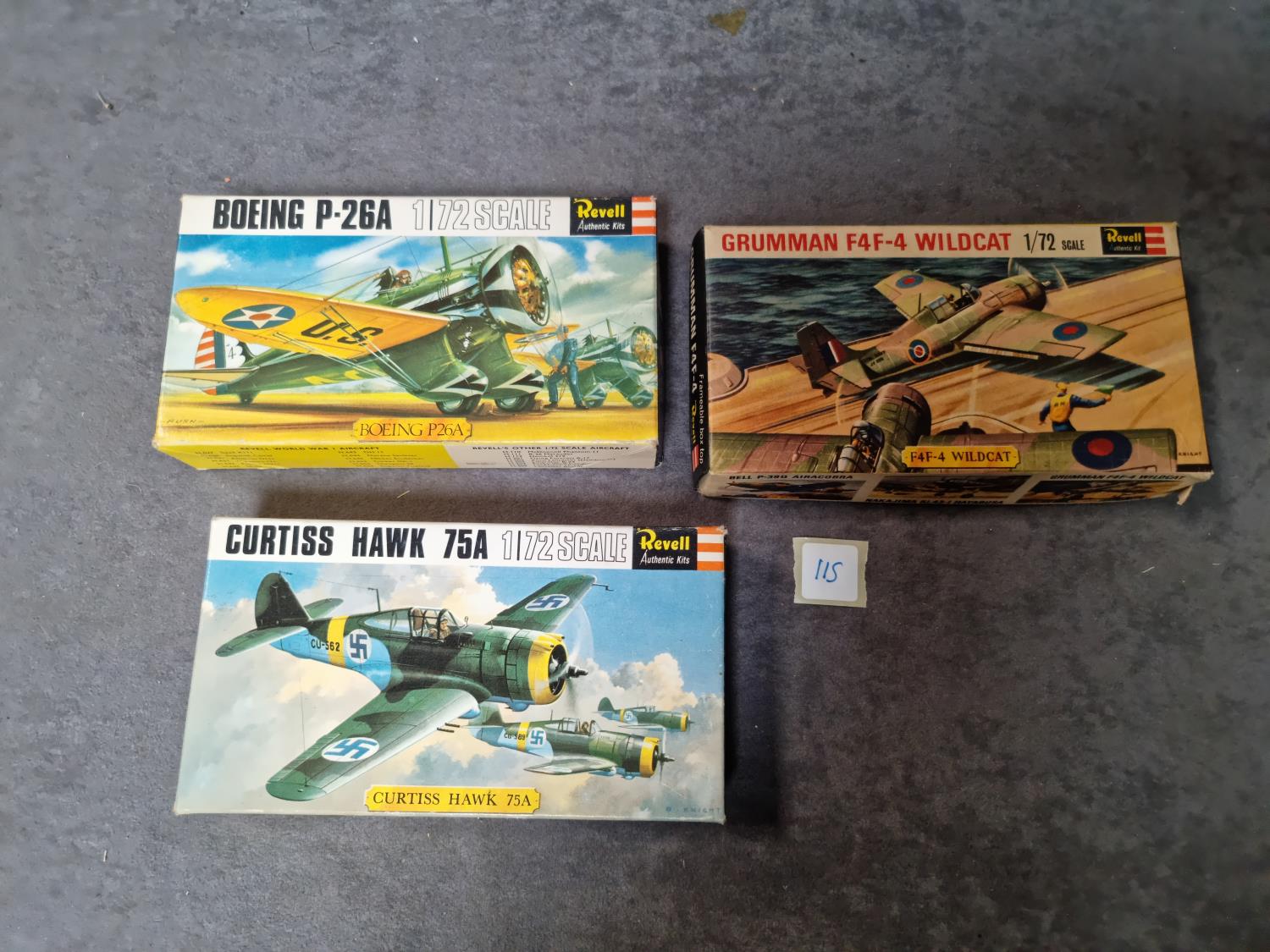 3x Revell 1/72 Scale Boxed Model Kits Loose With Instructions Comprising Of #H-656 Boeing P-26A "