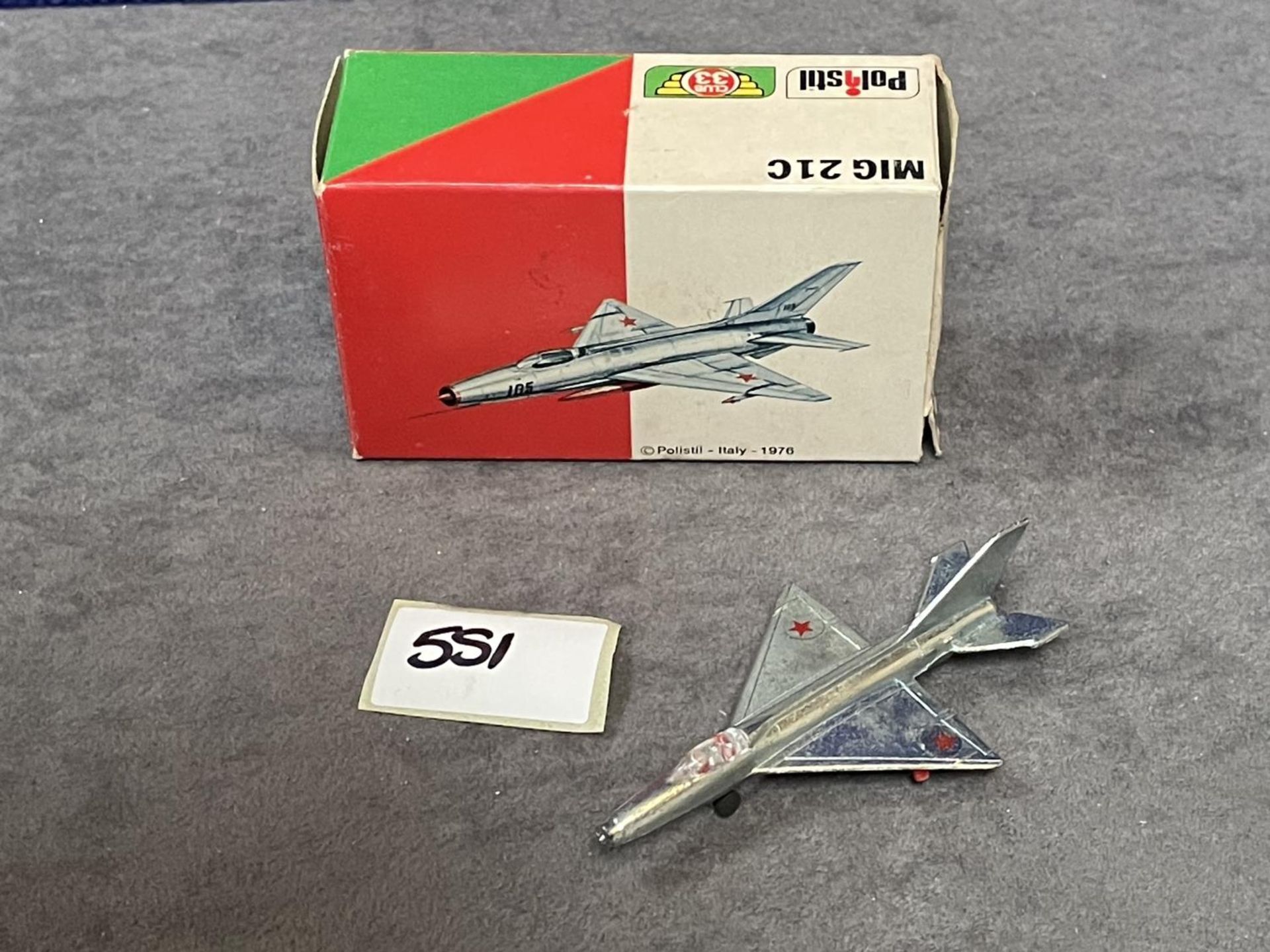 Polistil MIG 21c Military Fighter Jet Plane Az - 4 In Silver Italy 1976 In Original Box