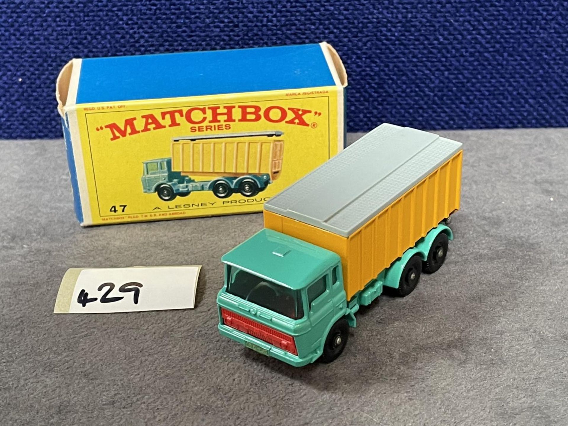 Matchbox Lesney #47c DAF Tipper Container Truck With The Rarer Sea Green Body Mint In Firm E Type