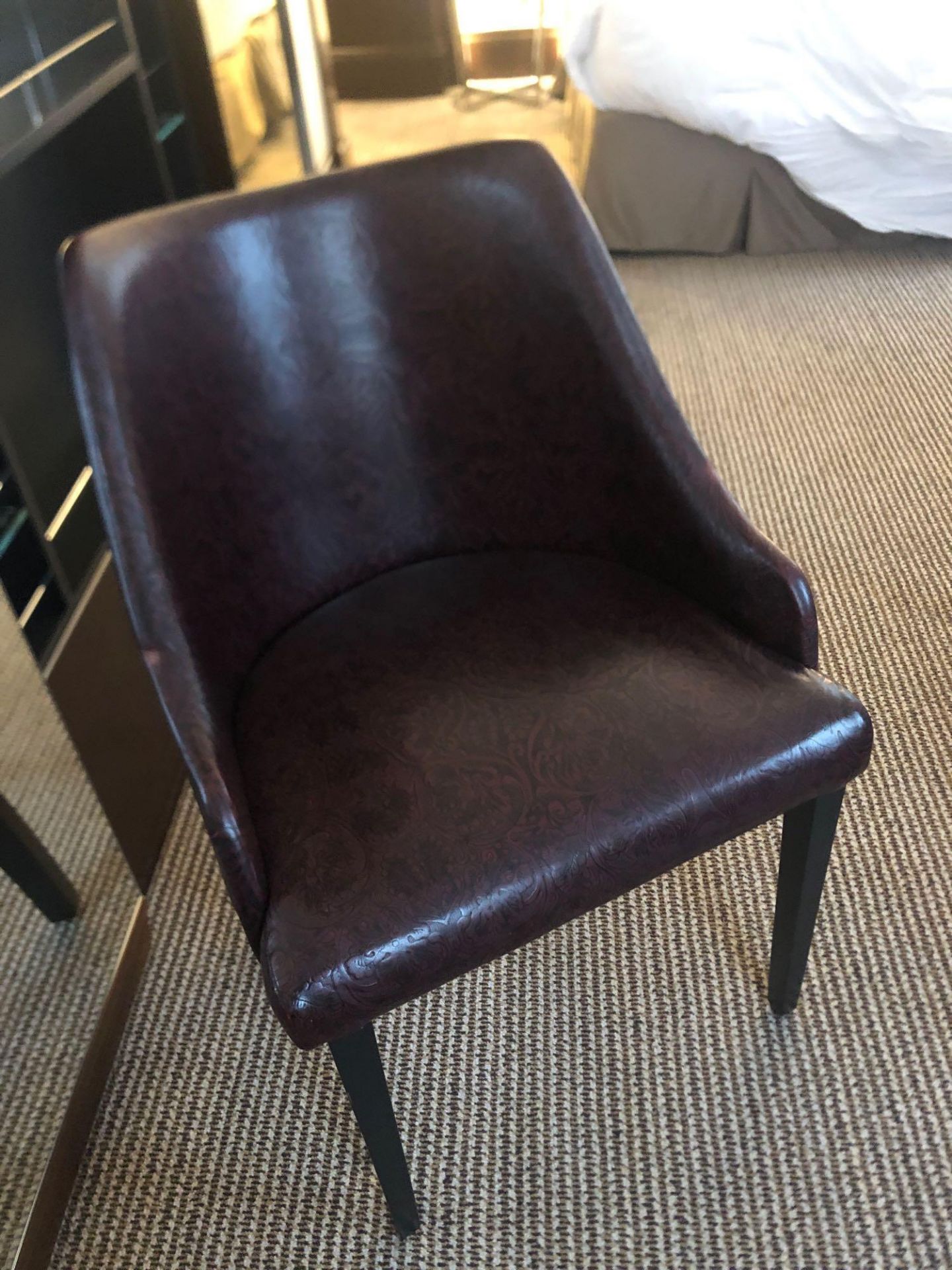 Edelman Leathers Burgundy Embossed Pattern Studded Chair With Black Wood Leg 58 (W) X 60 (D) Cm X 83