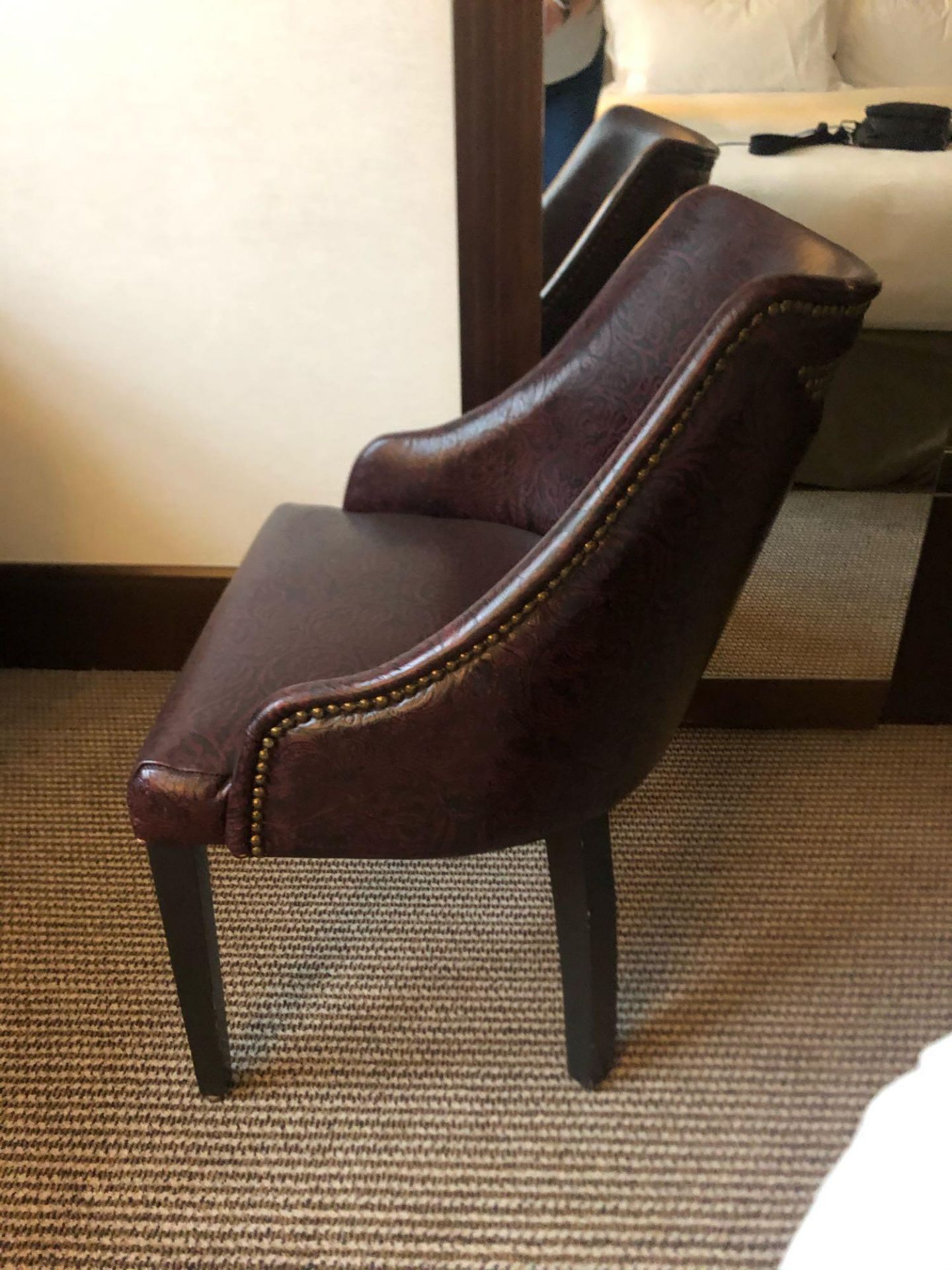 Edelman Leathers Burgundy Embossed Pattern Studded Chair With Black Wood Leg 58 (W) X 60 (D) Cm X 83 - Image 2 of 3