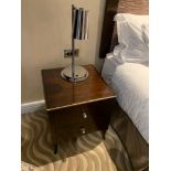 A Pair Of Two Drawer Bedside Tables With Gold Trim On 4 Tapering Legs Nickel Handles 50cms X 50cms