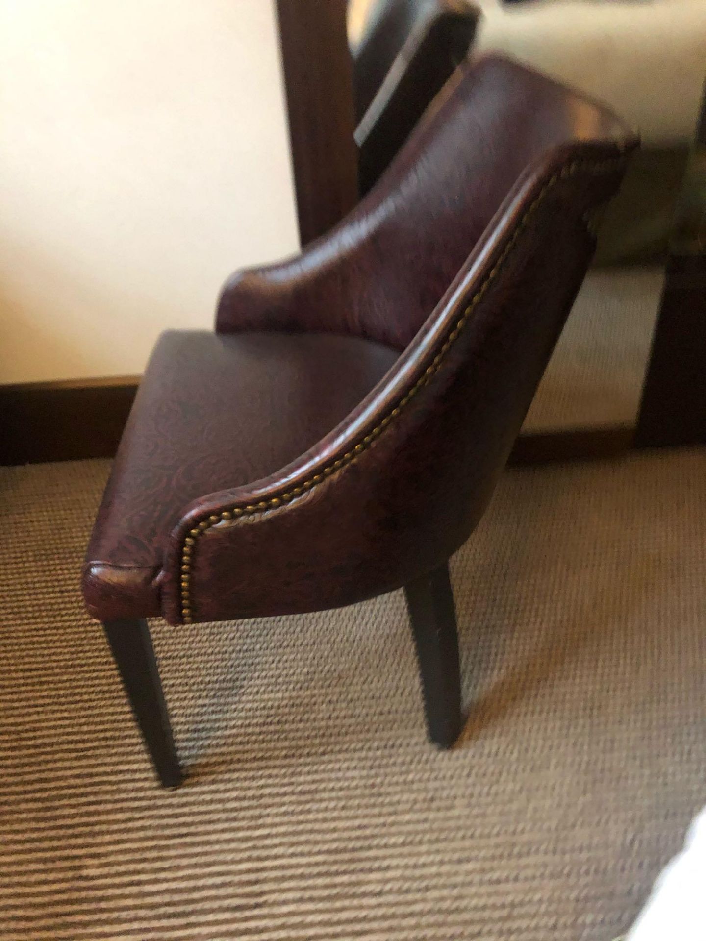 Edelman Leathers Burgundy Embossed Pattern Studded Chair With Black Wood Leg 58 (W) X 60 (D) Cm X 83 - Image 3 of 3