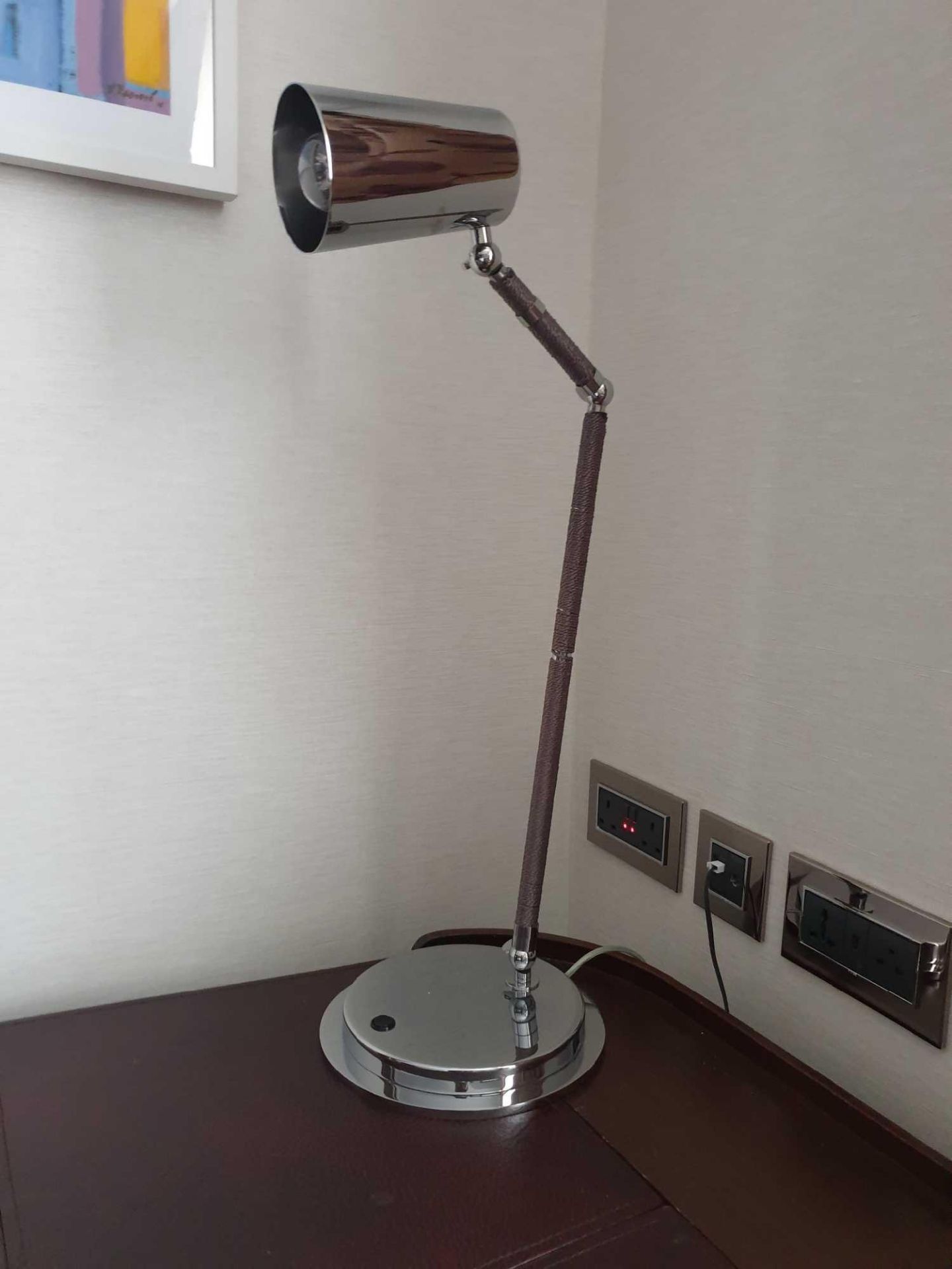 Stolna 400/1 Brushed Nickel Table Lamp With Cone Shade And Embossed Rope Detail To Arm A Stylish - Image 3 of 3