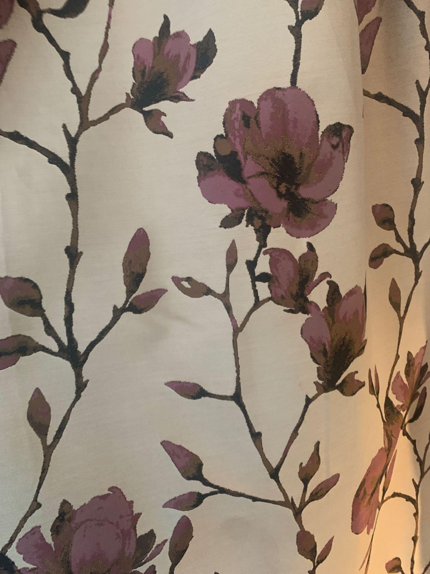 A pair Drapes Jim Thompson Fabrics soft pink floral design each panel measures 260 x 210cm (Loc - Image 5 of 5