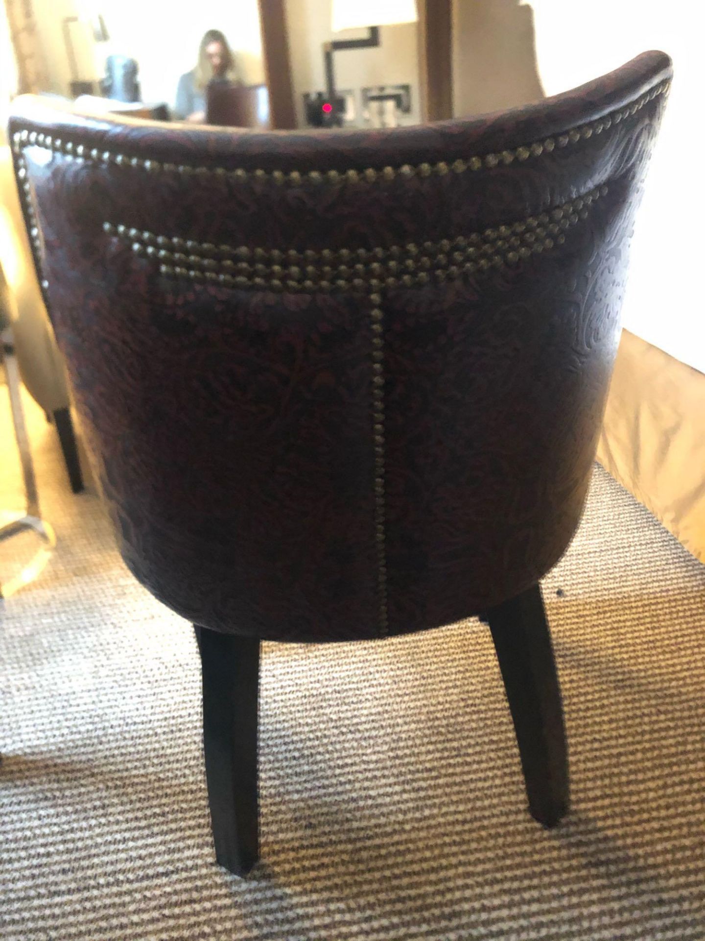 Edelman Leathers Burgundy Embossed Pattern Studded Chair With Black Wood Leg 58 (W) X 60 (D) Cm X 83 - Image 2 of 2