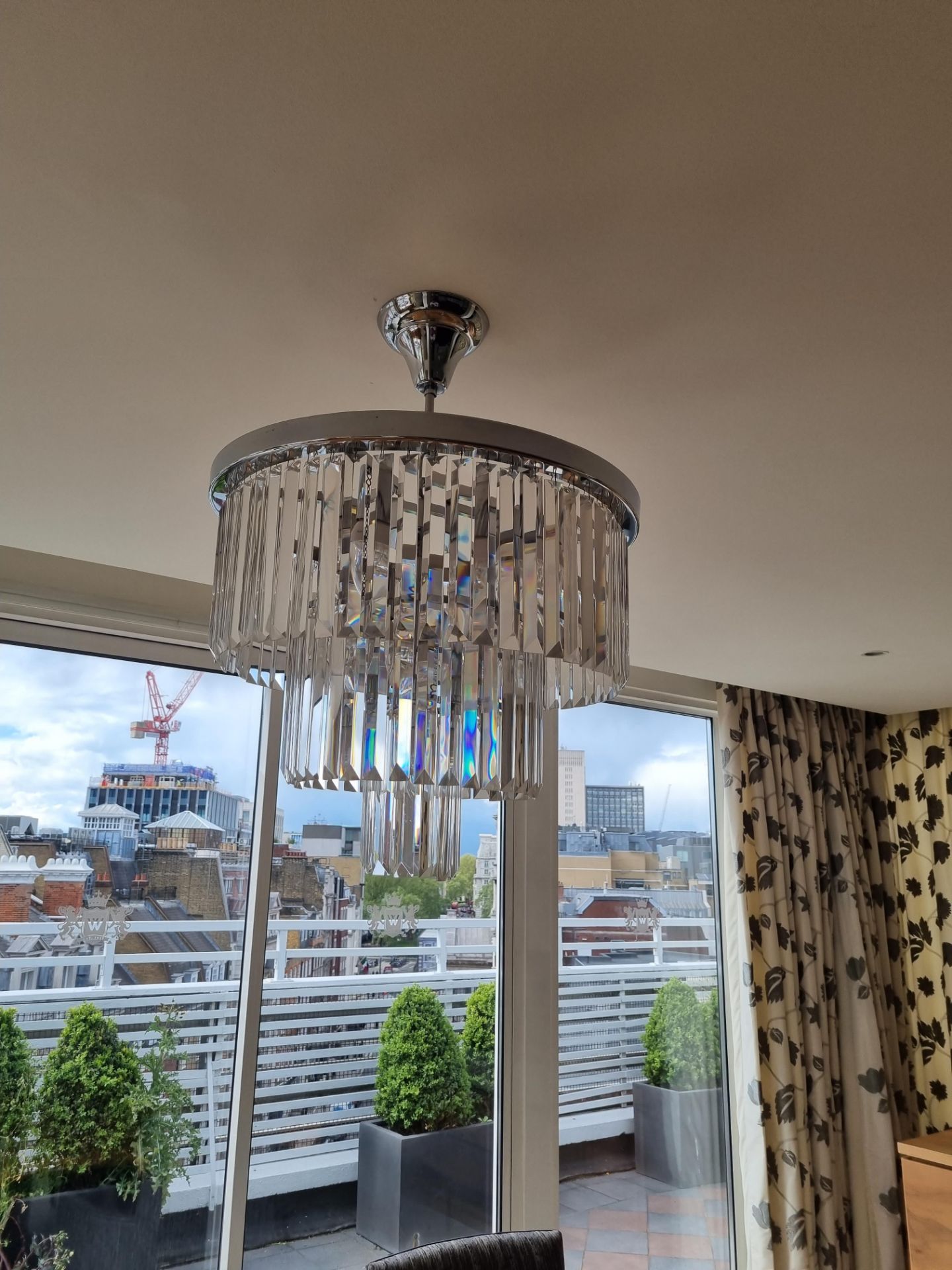 Odeon 3 tier chandelier a modern day interpretation of Venetian glass prism chandeliers from the - Image 2 of 2