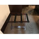 Luxury Wooden Luggage Rack Mahogany Folds Flat For Easy Storage Holds Up To 50kg Nylon Straps 42 x