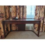 Walnut Veneer Desk By David Salmon Three Drawer With Inlay Leather Top 150 X 60 X 74cm (Loc 404)