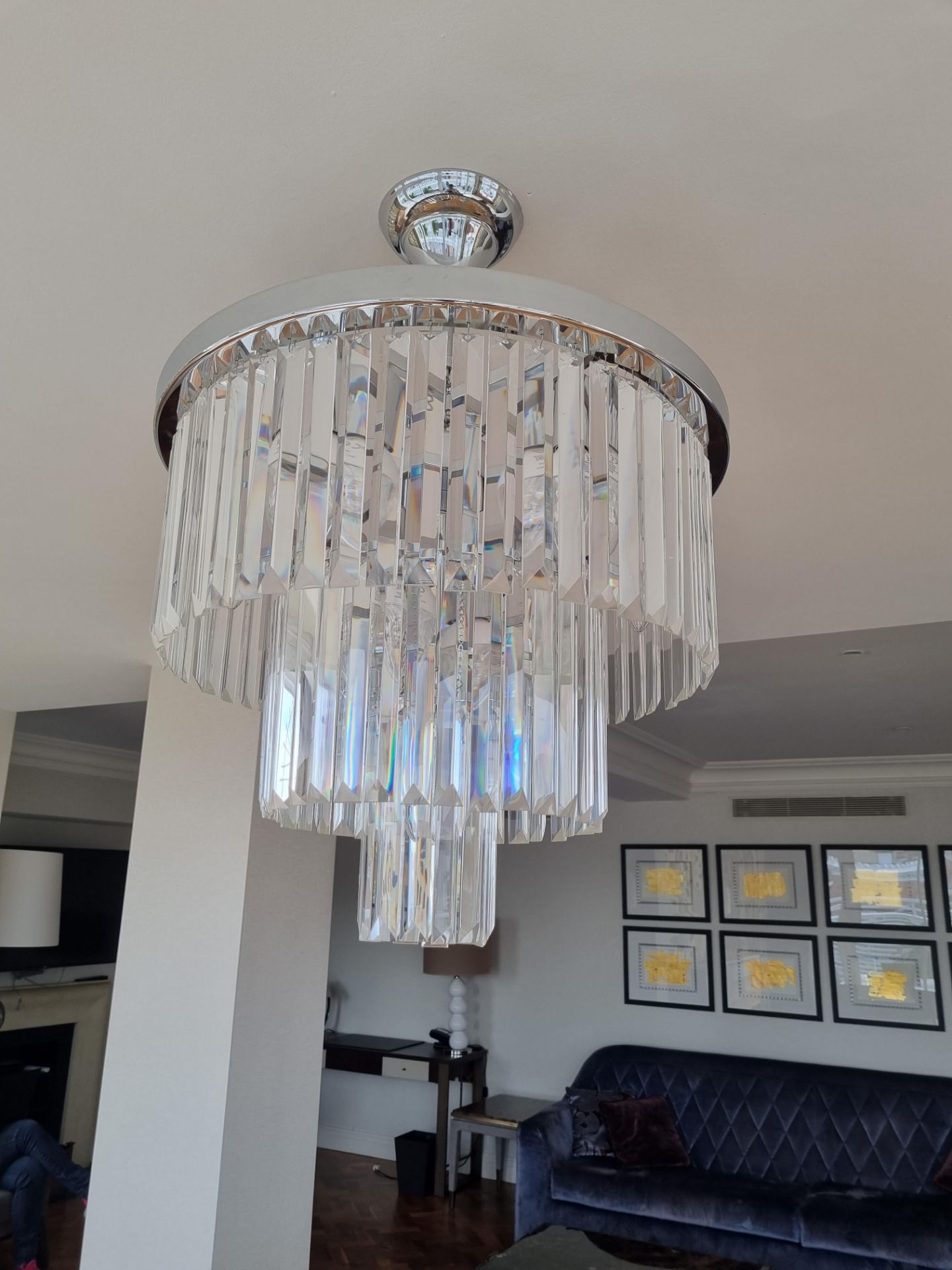 Odeon 3 tier chandelier a modern day interpretation of Venetian glass prism chandeliers from the