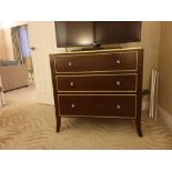 A Three Drawer Chest Of Drawers With Gold Trim Detail 93 X 51 X 89cm ( Loc 409)