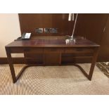 Walnut Veneer Desk By David Salmon Three Drawer With Inlay Leather Top 150 X 60 X 74cm( Loc 406)