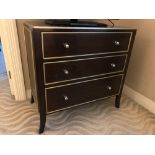 A Three Drawer Chest Of Drawers With Gold Trim Detail 93 X 51 X 89cm ( Loc 310)