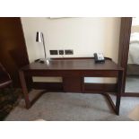 Walnut Veneer Desk By David Salmon Three Drawer With Inlay Leather Top 150 X 60 X 74cm ( Loc 403)