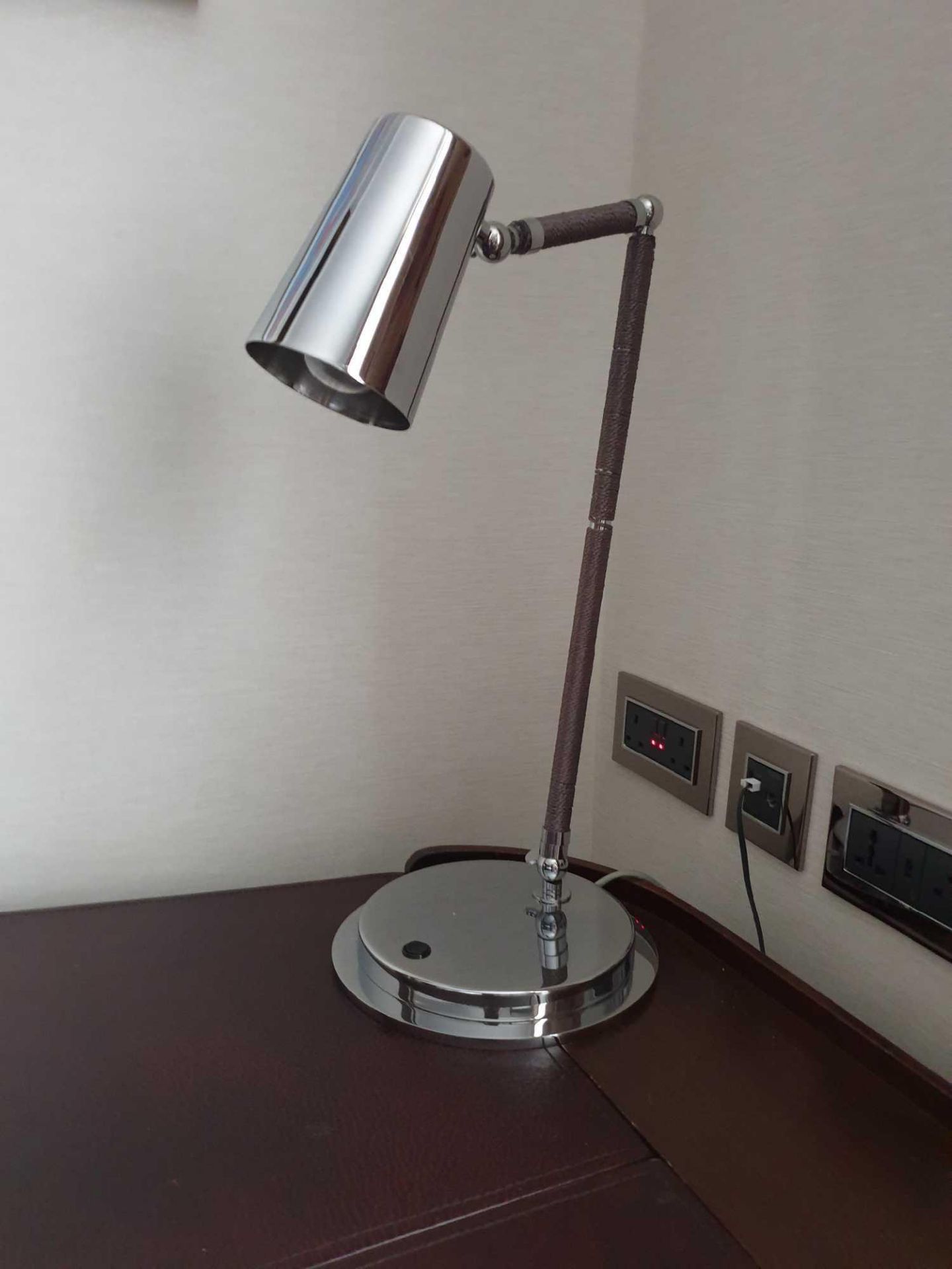 Stolna 400/1 Brushed Nickel Table Lamp With Cone Shade And Embossed Rope Detail To Arm A Stylish - Image 2 of 3