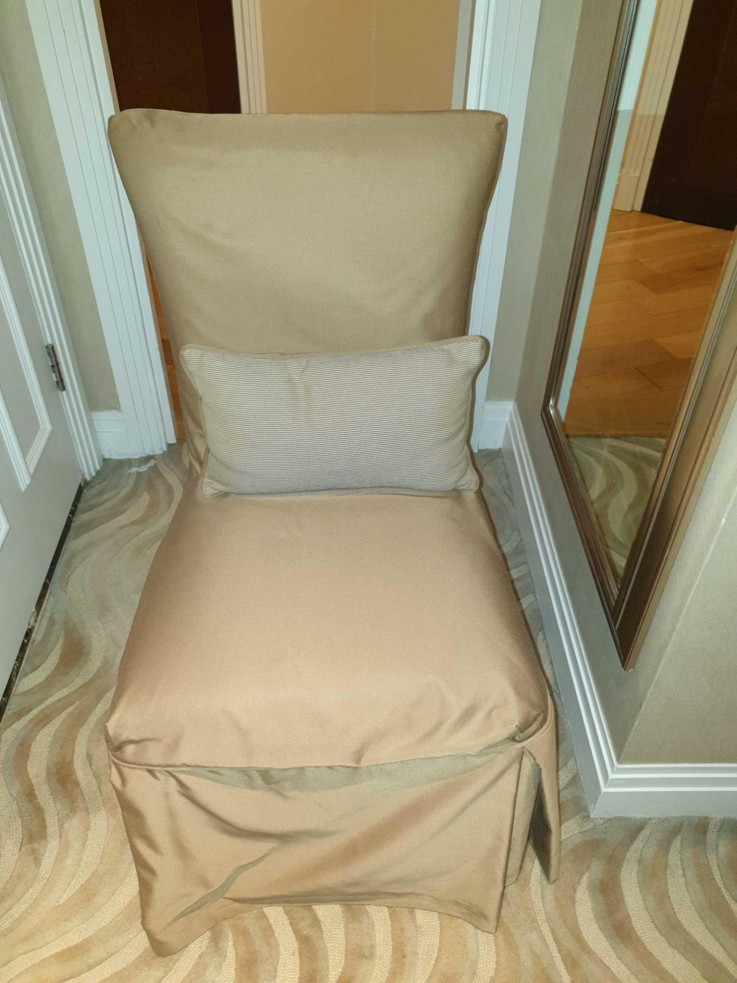 Dressing Chair With Gold Fitted Cover 53cm Width 44cm Depth 89cm High ( Loc 409)