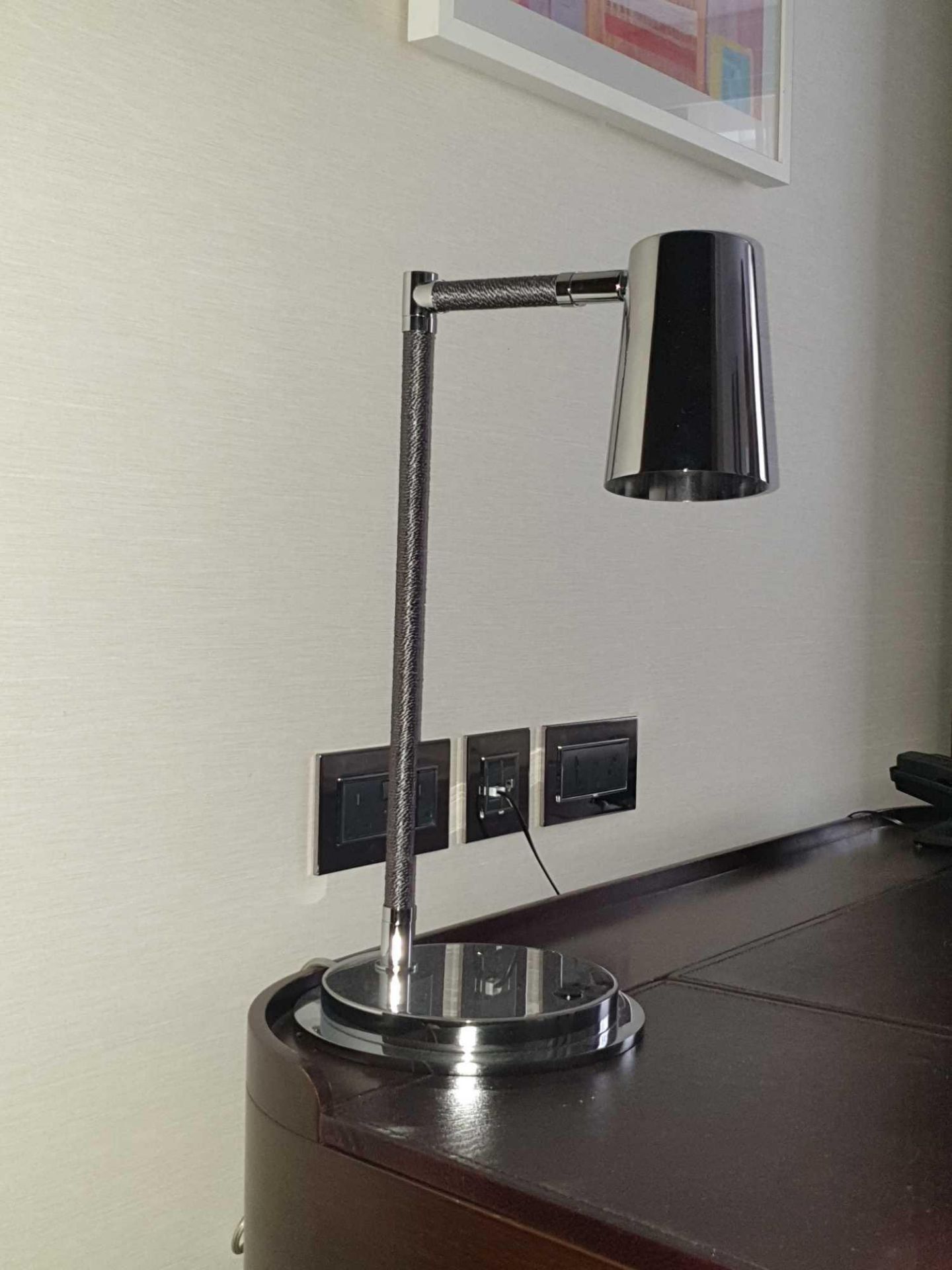 Stolna 400/1 Brushed Nickel Table Lamp With Cone Shade And Embossed Rope Detail To Arm A Stylish - Image 2 of 2