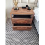 Smania Italy Wood with leather bedside cabinet with 2 drawers with soft close, lined with grey