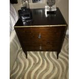 A Pair Of Two Drawer Bedside Cabinets Nickel Handles Gold Painted Trim 50cm X 50cm ( Loc 341)