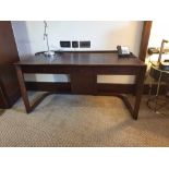 Walnut Veneer Desk By David Salmon Three Drawer With Inlay Leather Top 130 X 60 X 74cm (Loc 402)