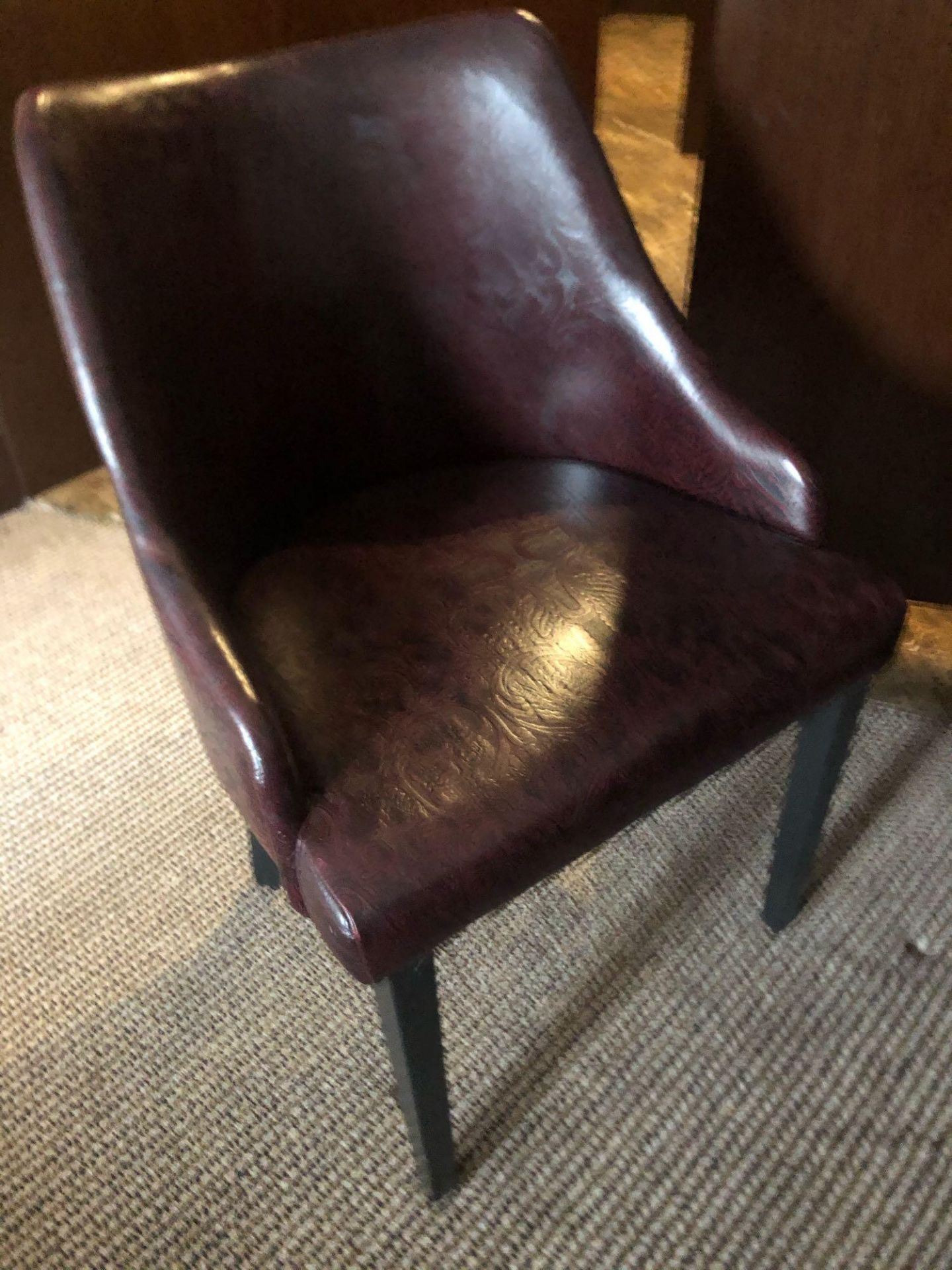 Edelman Leathers Burgundy Embossed Pattern Studded Chair With Black Wood Leg 58 (W) X 60 (D) Cm X 83 - Image 2 of 2