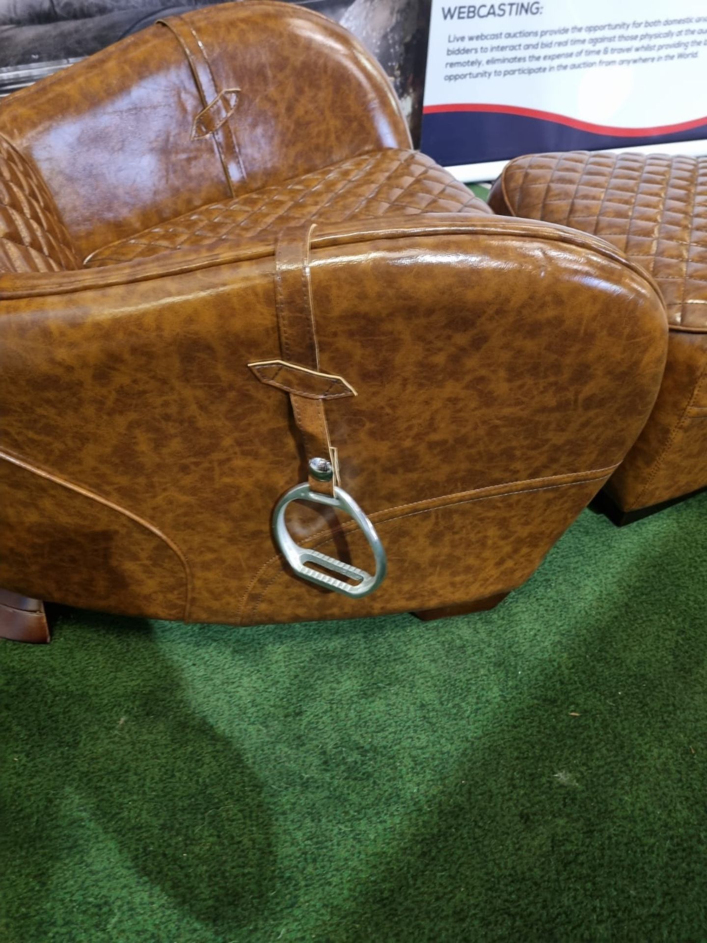 Saddle Chair In Vintage Leather Cigar complete with footstool Inspired by the heritage of equestrian - Image 5 of 7
