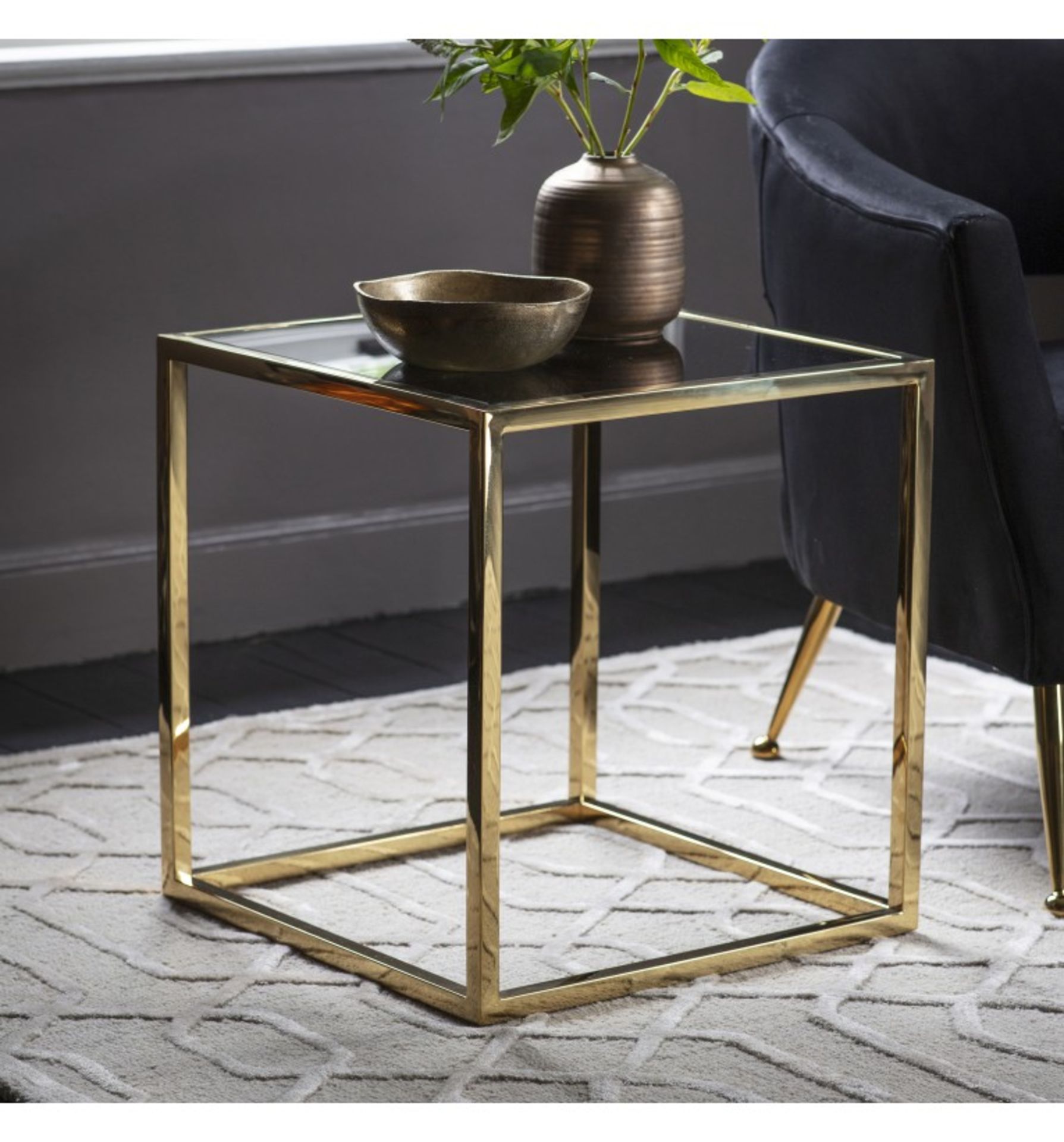 Santorino Side Table Gold 470 X 470 X 500mm This Simple Yet Sophisticated Side Table Is The