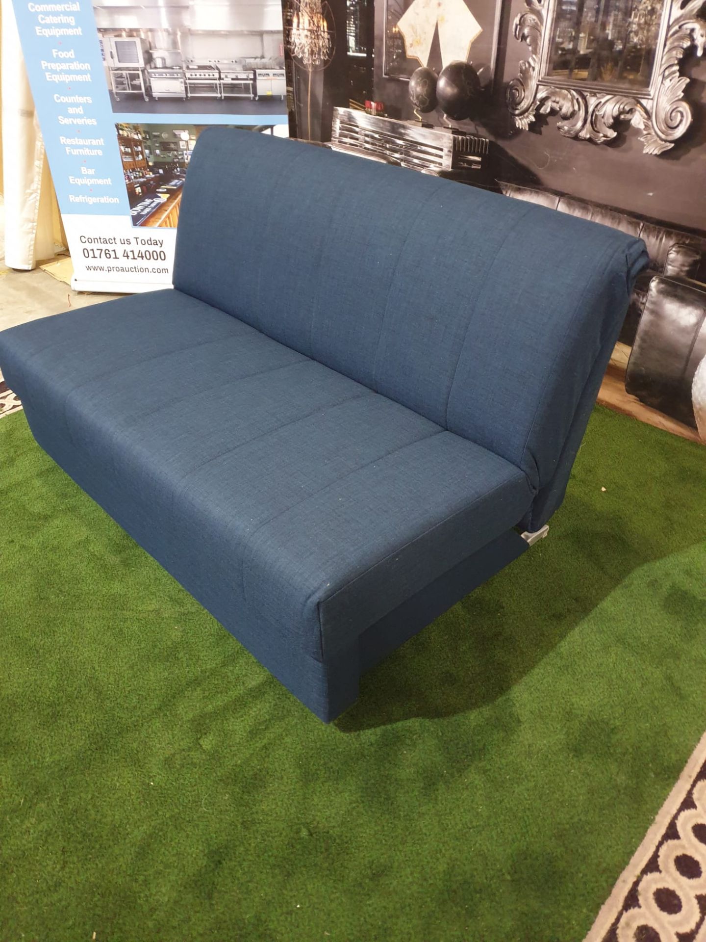 British Made Sofa Bed Dreamworks Metz  Sofabed Lanford Blue Upholstered Sofabed UK made part of